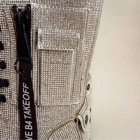 Poster Girl Dolls Kill Billionaire Bling Rhinestone Combat Boots Size 8 - Picture 8 of 10